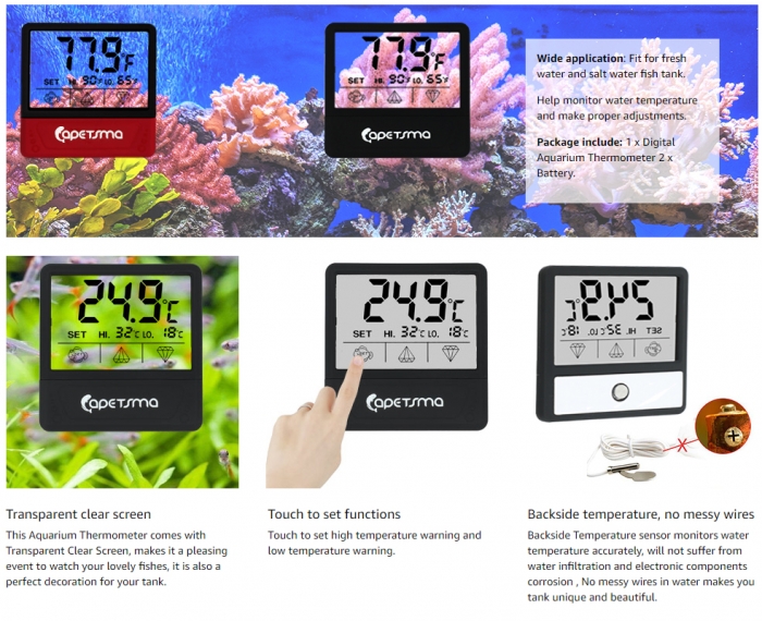 Thermometer - Capatsma Digital Fish Tank Temperature Gauge ...